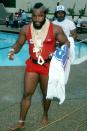 <p>Mr. T next to the pool at the Battle of the Network Stars in Malibu in 1983. </p>
