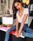 <p>Though we have a tough time believeing the model/actress eats sweets for breakfast on the regular, we can’t deny she looks good in this shot — even if she’s just pretending. “Shine bright like a doughnut,” she wrote. (Photo: <a rel="nofollow noopener" href="https://www.instagram.com/p/BZSLJa7AIoA/?taken-by=oliviaculpo" target="_blank" data-ylk="slk:Olivia Culpo via Instagram;elm:context_link;itc:0;sec:content-canvas" class="link ">Olivia Culpo via Instagram</a>) </p>