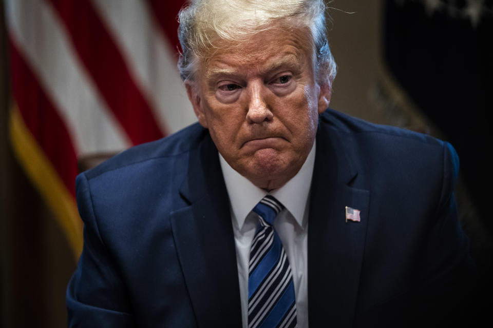 WASHINGTON, DC - MARCH 11 : President Donald J. Trump meets with bank CEOs about Coronavirus COVID-19 response in the Cabinet Room at the White House on Wednesday, March 11, 2020 in Washington, DC. (Photo by Jabin Botsford/The Washington Post via Getty Images)