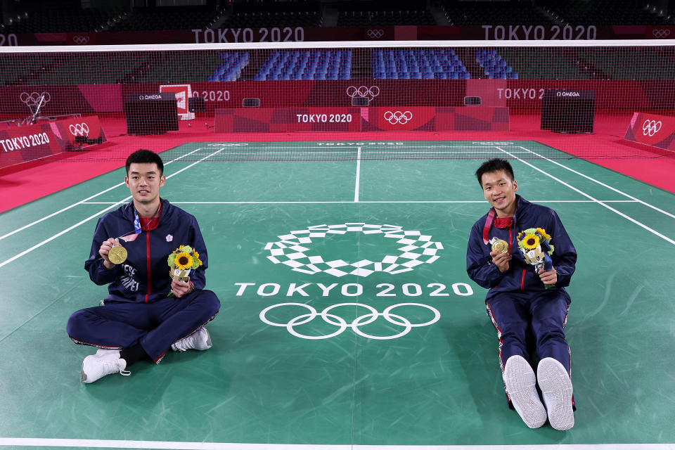 王齊麟與李洋。(Photo by Lintao Zhang/Getty Images)