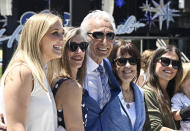 Hall of Famer Sandy Koufax, center, poses with his family as the Los Angeles Dodgers unveil a Sandy Koufax statue in the Centerfield Plaza to honor the Hall of Famer and three-time Cy Young Award winner prior to a baseball game between the Cleveland Guardians and the Dodgers at Dodger Stadium in Los Angeles, Saturday, June 18, 2022. (Keith Birmingham/The Orange County Register via AP)