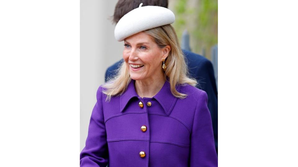 Sophie, Duchess of Edinburgh wore an ivory beret to the Easter Mattins Service at St George's Chapel in 2024