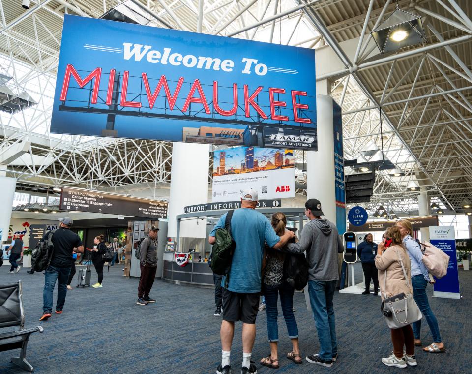 Welcome signage are seen around Milwaukee Mitchell International Airport as people arrive for the 2024 Republican National Convention on Sunday, July 14, 2024 in Milwaukee, Wis.



Jovanny Hernandez / Milwaukee Journal Sentinel