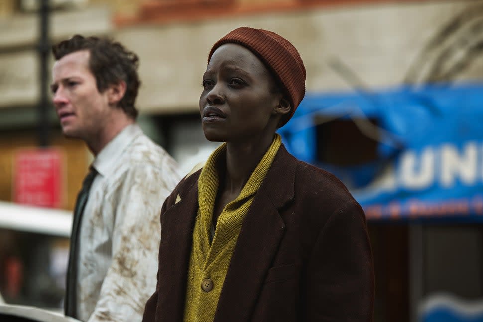 Joseph Quinn as “Eric” and Lupita Nyong’o as “Samira” in A Quiet Place: Day One from Paramount Pictures.