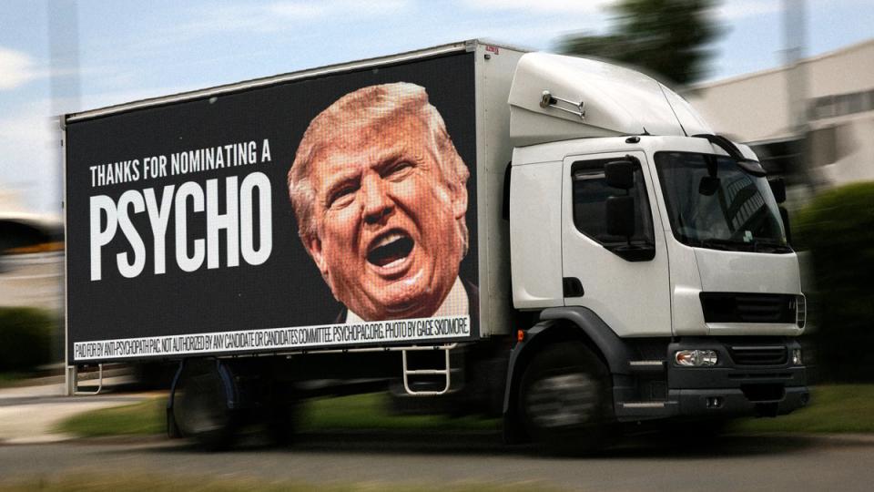 This mobile billboard will drive around the Republican National Convention on Thursday (Courtesy of Anti-Psychopath PAC)