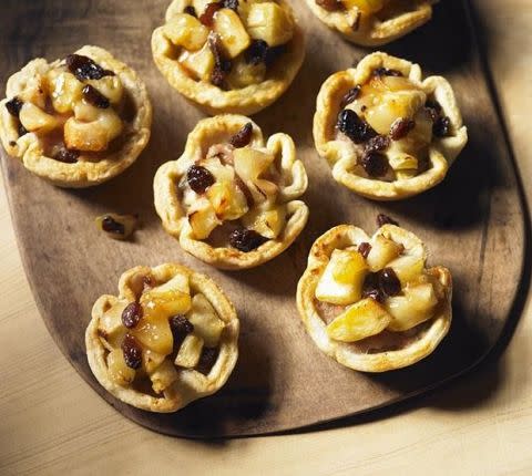 Sausage pies topped with apple