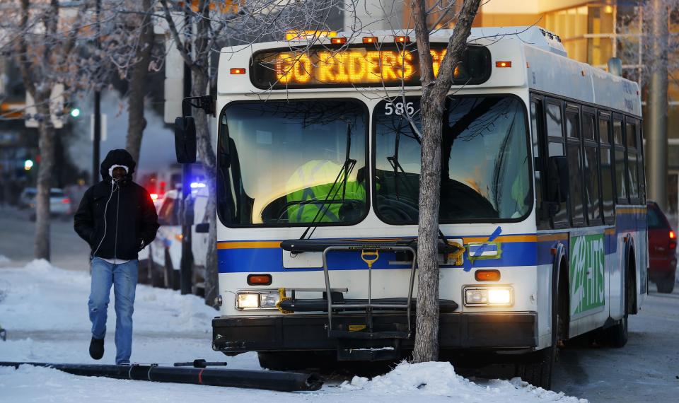 <p>Regina’s transit system, seen here, was not included in the study. (Reuters) </p>