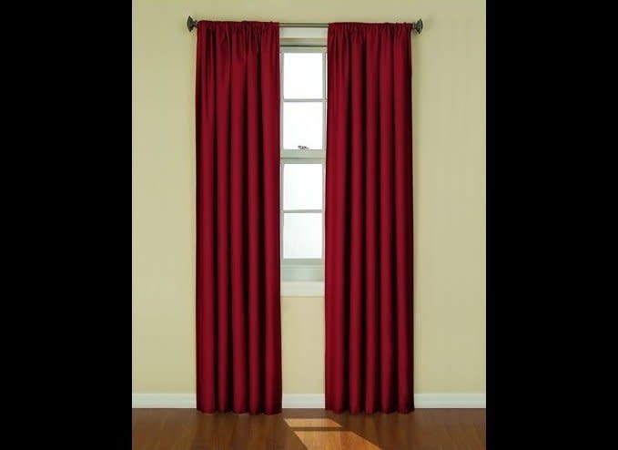 A quick way to bring a dramatic touch to a room is to switch up your curtains for panels with bolder, richer colors. Next time, consider these <a href="http://www.kmart.com/shc/s/p_10151_10104_02445866000P?prdNo=3&blockNo=3&blockType=G3" target="_hplink">ruby-colored drapes</a>. 