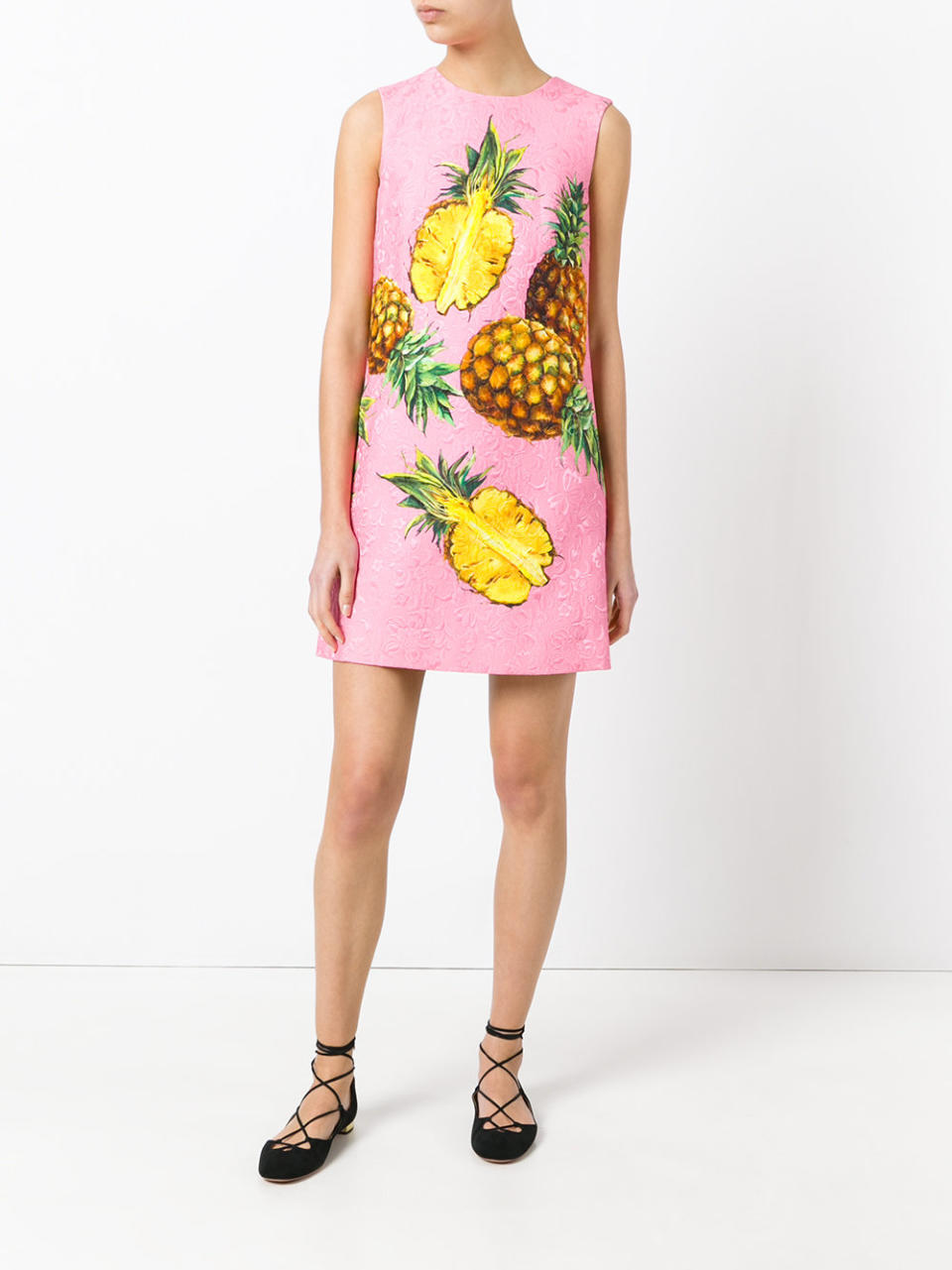 Dolce & Gabbana Pineapple Printed Brocade Dress