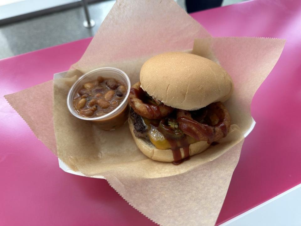 Tech’s Masked Rider Burger pictured Friday, March 10, 2023, at T-Mobile Center for the Big 12 Tournament in Kansas City, Missouri.