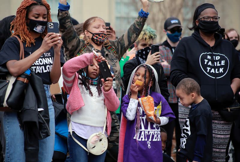 Rally to mark one year since Breonna Taylor was shot and killed by police, in Louisville