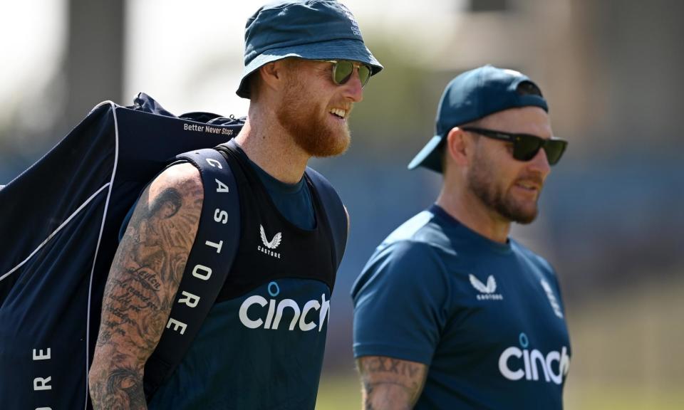 <span>Ben Stokes (left) and Brendon McCullum remain committed to their philosophy, despite going 2-1 down in India.</span><span>Photograph: Gareth Copley/Getty Images</span>