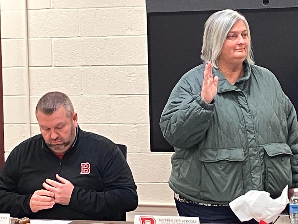 Randy Blankenship, left, was sworn in to his board seat, as was Christa Graves.