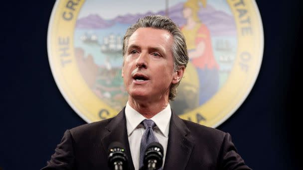 PHOTO: California Gov. Gavin Newsom speaks during a press conference, Feb. 1, 2023, in Sacramento, Calif. (Justin Sullivan/Getty Images)