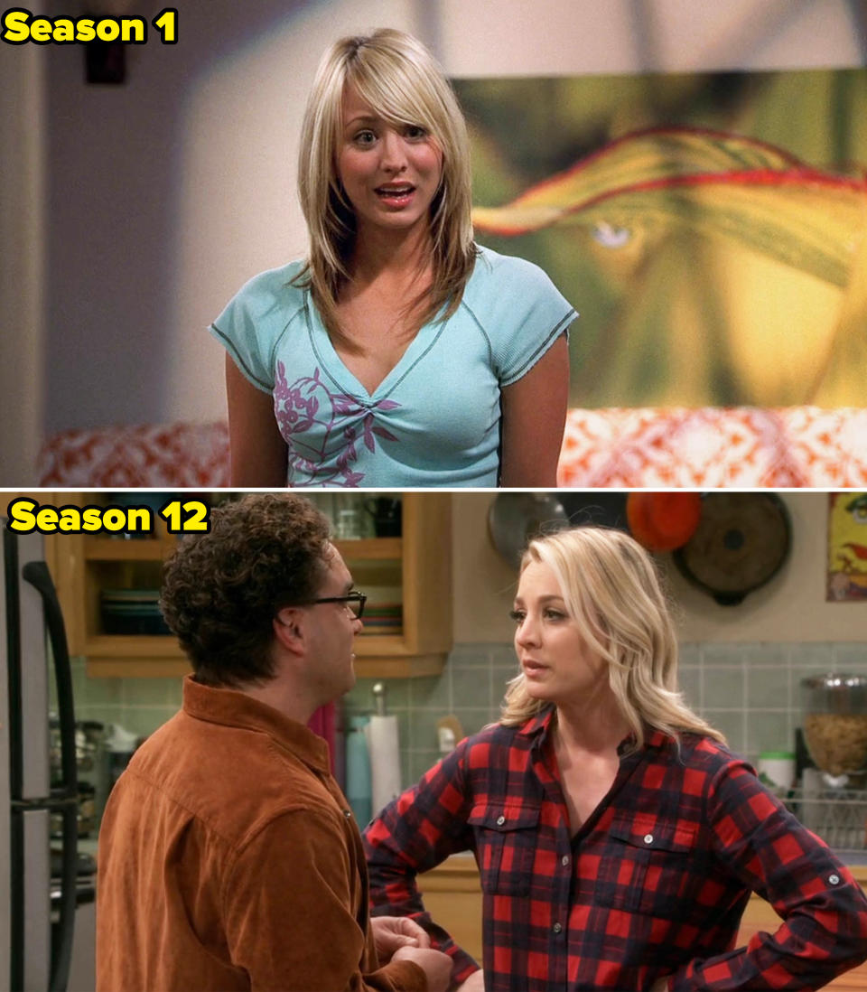 Penny talking in season 1 and season 12 of "The Big Bang Theory"