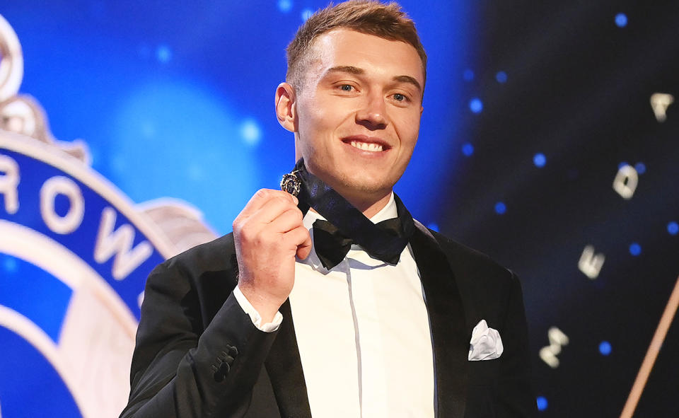 Patrick Cripps, pictured here with the Brownlow Medal in 2022.