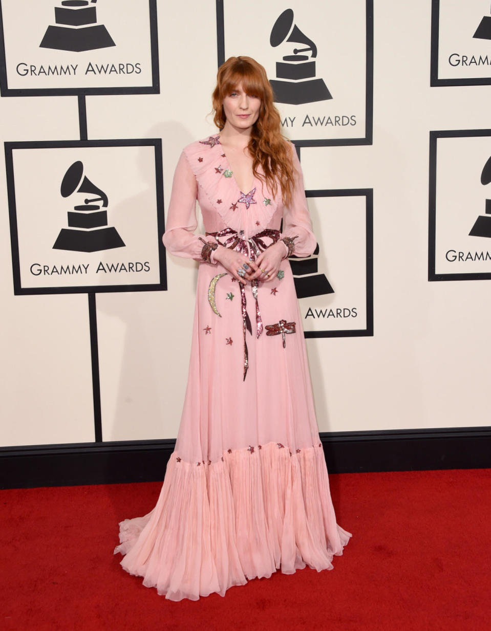 Best: Florence Welch in a pink Gucci gown at the 58th Grammy Awards at Staples Center in Los Angeles, California, on February 15, 2016.