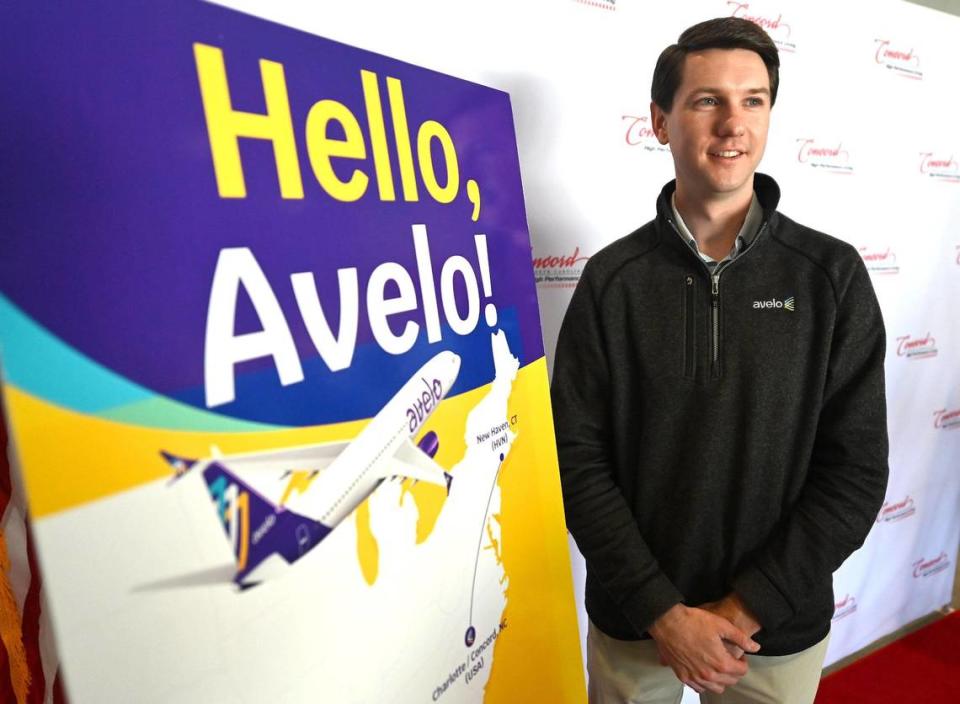 Trevor Yealy, head of commercial development for Avelo Airlines, announcing on Tuesday nonstop service between Concord-Padgett Regional Airport and southern Connecticut.