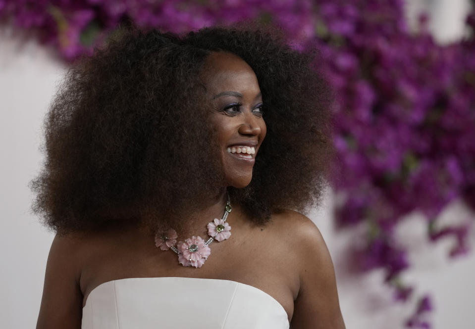 Erika Alexander arrives at the Oscars on Sunday, March 10, 2024, at the Dolby Theatre in Los Angeles. (AP Photo/Ashley Landis)