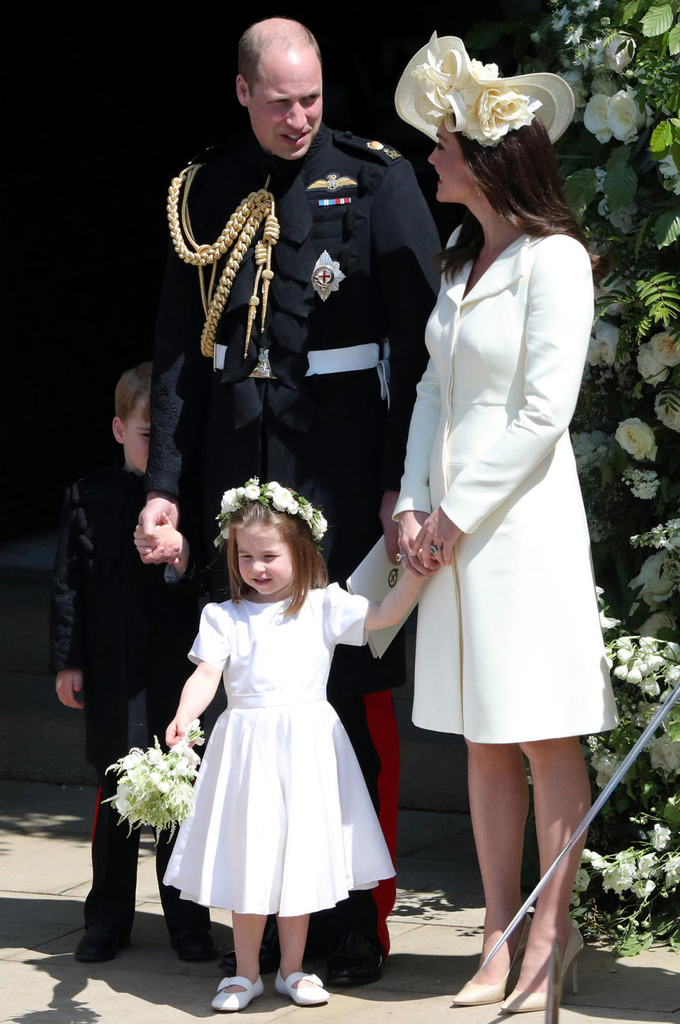 Prince William, Kate Middleton and Princess Charlotte at Meghan and Prince Harry's wedding
