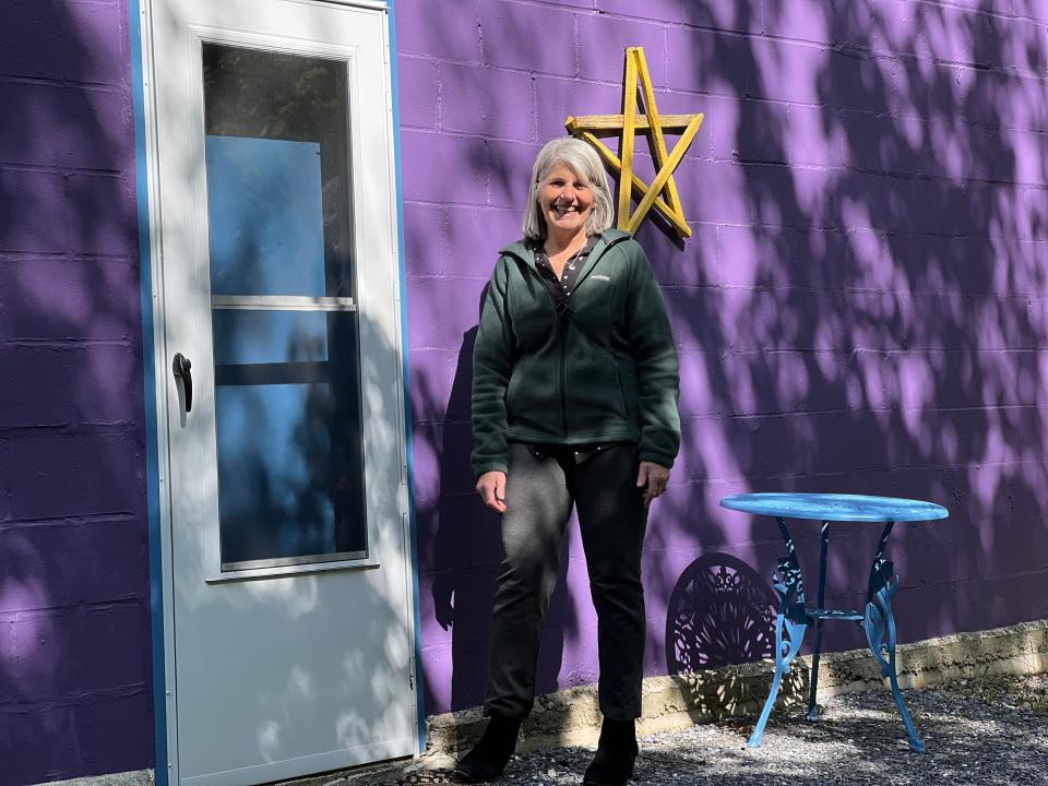 Carrie Cruz refreshed an observatory built by the Vermont Astronomical Society in order to launch her business - The Planetarium Lady - that educates groups about space science. She is seen next to the Williston planetarium on May 18, 2023.