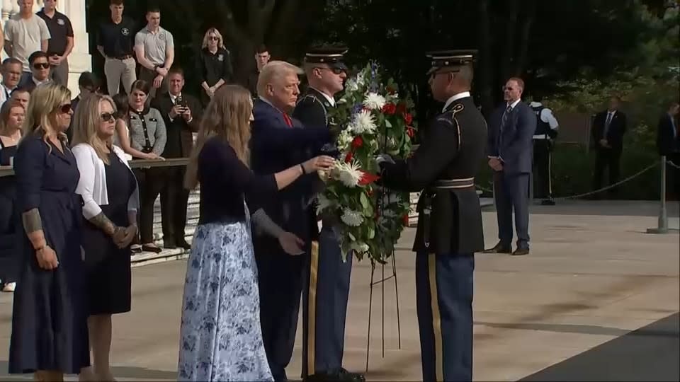 Trump lays a wreath with relatives of the U.S. service members killed at Abbey Gate