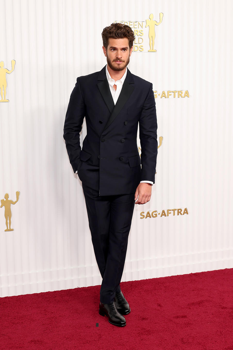 LOS ANGELES, CALIFORNIA - FEBRUARY 26: Andrew Garfield attends the 29th Annual Screen Actors Guild Awards at Fairmont Century Plaza on February 26, 2023 in Los Angeles, California. (Photo by Amy Sussman/WireImage)