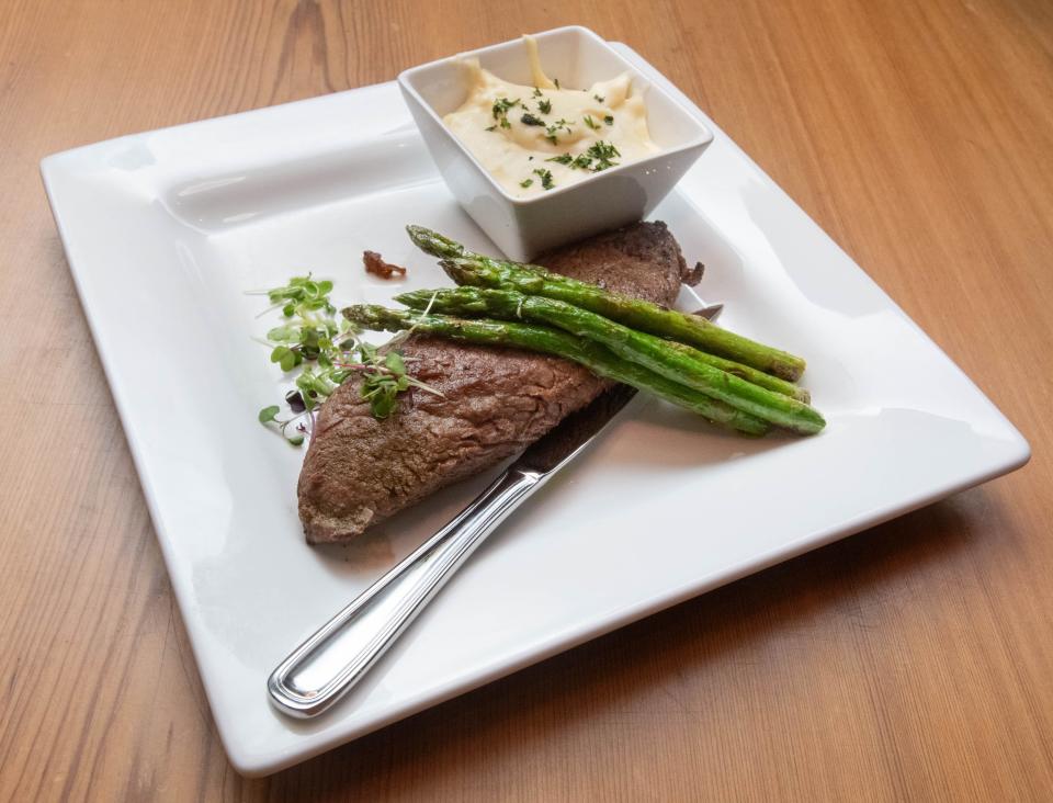 A Teres Major Butcher Cut Steak entrée at the new BarSteak restaurant on Palafox Place during a soft opening in downtown Pensacola on Tuesday, Oct. 3, 2023.