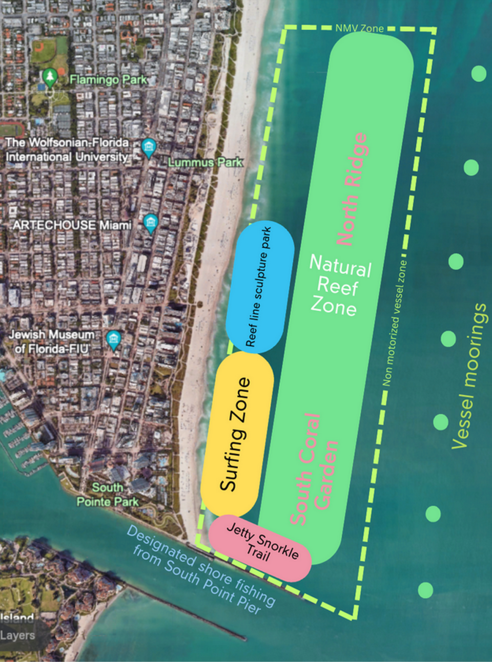 Mapa en el portal digital de Urban Paradise Guild (UPG) que muestra cómo los ecologistas quieren zonificar la zona.