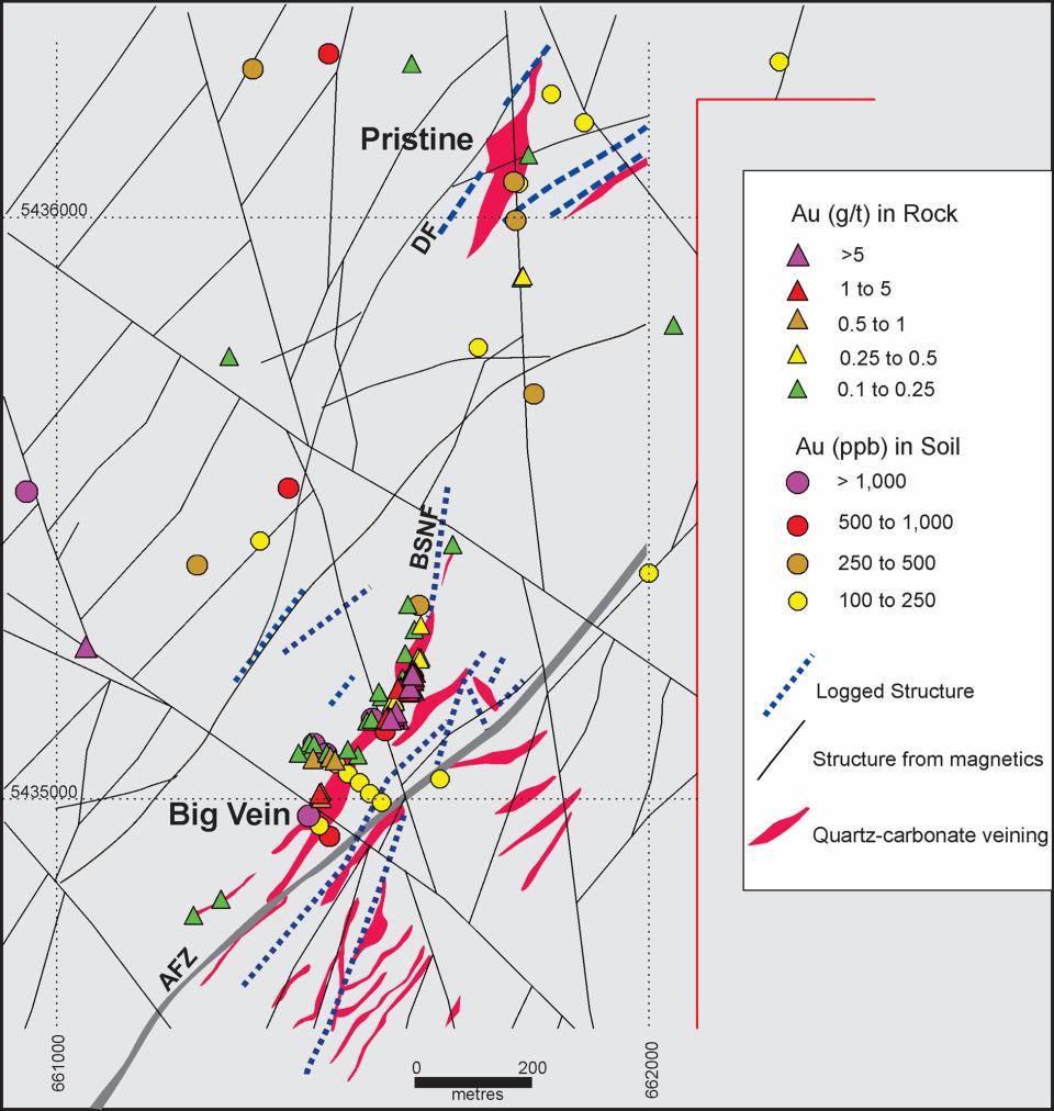 Plan map of The Gap with structure and geochemical anomalies. Abbreviations: AFZ Appleton Fault Zone; BSNF Black Shale North Fault; DF Disco Fault