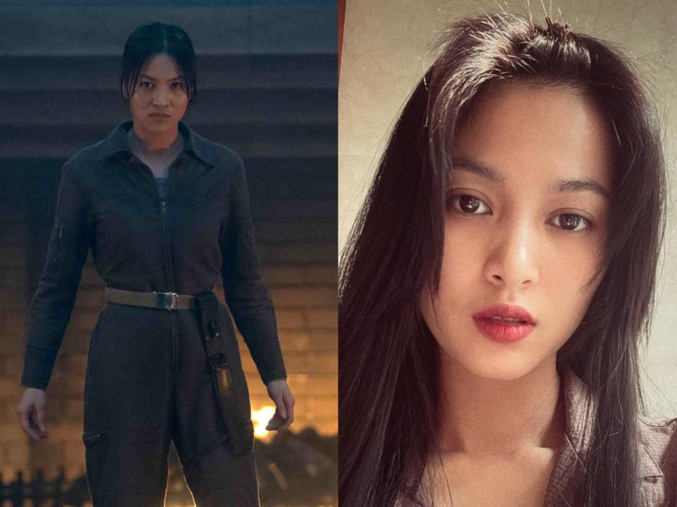 Nhung Kate as Yen in "The Continental" and a photo of the star from her Instagram.