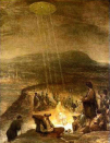 Currently hung in the Fitzwilliam Museum in Cambridge, The Baptism of Christ was painted by the Dutch artist Aert de Gelde in 1710. Due to his strong affiliation to Rembrandt, this painting of his is considered to be projecting secret knowledge to the public. The painting show 4 columns of light being emitted from a disc like object onto the baptism happening below.