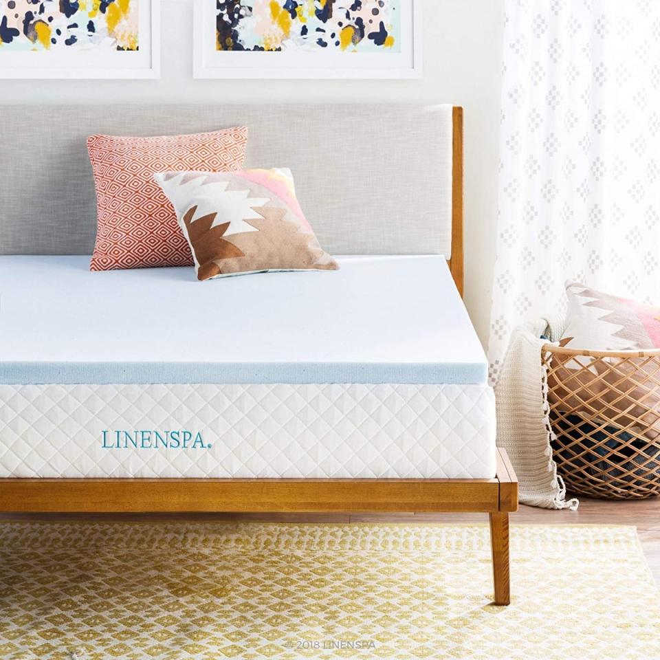 It just might help your old mattress feel <i>cool</i> again. It's infused with temperature-regulating gel beads that capture and dissipate heat to help prevent overheating.<br /><br /><strong>Promising review:</strong> "I had to buy a new mattress topper and was looking for a great quality one that wasn&rsquo;t that expensive. It&rsquo;s winter here so, yes our heating is on. I started sweating and sort of sticking to the bed out of nowhere. I have never done that before. So I put a blanket under me which helped with the stickiness but worsened the sweating problem. So I ordered this one and now I sleep comfortably. No sweating or stickiness. Just careful with liquids. It&rsquo;s foam and sucks it up and takes a while to dry. That might not be obvious for some people. Five stars would recommend." &mdash; <a href="https://www.amazon.com/gp/customer-reviews/R7IPH1EO9RTPB?&amp;linkCode=ll2&amp;tag=huffpost-bfsyndication-20&amp;linkId=1921b8c137730a23aa0982ed15a84b13&amp;language=en_US&amp;ref_=as_li_ss_tl" target="_blank" rel="noopener noreferrer">Teresa Benson</a><br /><br /><strong><a href="https://www.amazon.com/Linenspa-Infused-Memory-Mattress-Topper/dp/B01N41IPPI?&amp;linkCode=ll1&amp;tag=huffpost-bfsyndication-20&amp;linkId=471ec6e60541de394afeea84cee273f9&amp;language=en_US&amp;ref_=as_li_ss_tl" target="_blank" rel="noopener noreferrer">Get it from Amazon for $39.99+ (available in two and three inches for twin XL and twin-California king, twin and full XL, and RV queen size beds).</a></strong><br /><a href="https://img.buzzfeed.com/buzzfeed-static/static/2019-01/10/11/asset/buzzfeed-prod-web-01/sub-buzz-9259-1547138653-3.jpg" data-skimlinks-tracking="5965088"></a>