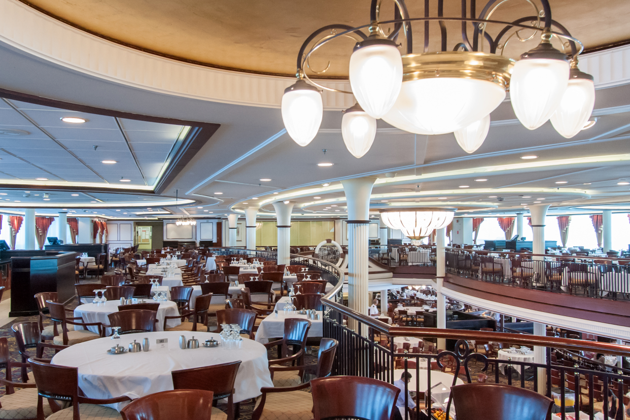 Dining room on a cruise ship