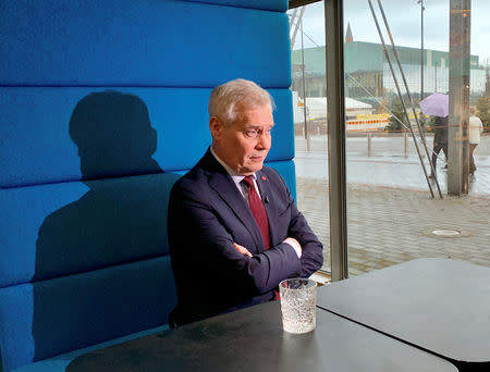 Social Democratic Party leader Antti Rinne listens during an interview in Helsinki, Finland April 9, 2019. Picture taken April 9, 2019. REUTERS/Attila Cser