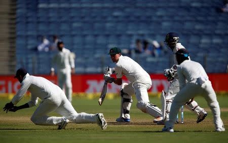 Cricket - India v Australia - First Test cricket match - Maharashtra Cricket Association Stadium, Pune, India - 23/02/17. Australia's Matt Renshaw plays a shot. REUTERS/Danish Siddiqui