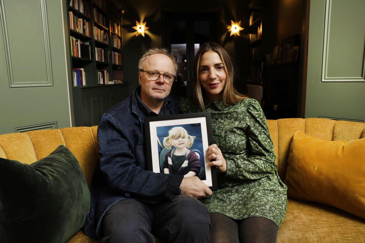 From ITV Wales

JASON AND CLARA: IN MEMORY OF MAUDIE
Thursday 30th March 2023 on ITV1 

Pictured: Jason Watkins and his wife Clara Francis holding a picture of their daughter Maudie

ActorÂ JasonÂ Watkins and his wifeÂ ClaraÂ Francis tell the emotional story of their daughter Maudie, who died suddenly aged just two and a half in the early hours of New Yearâ€™s Day 2011.
Â 
Maudie died of sepsis, a condition where the bodyâ€™s immune system overreacts to an infection,
causing it to go into overdrive and attack the body's tissues and organs.Â Â 

Ever since the tragedy,Â JasonÂ andÂ ClaraÂ have been on a mission to raise awareness of sepsis and
also to give hope to other bereaved parents.Â 
Â 
Now, as the familyÂ areÂ about to move from the flat where Maudie was born and died, they feel
the time is right to tell their story and explore their grief.Â 
Â 
Allowing the cameras to follow their personal journey, the couple have therapy together for the
first time and meet other parents who have lost their children, in a bid to break taboos around
talking about child bereavement.

(C) ITV Wales

For further information please contact Peter Gray
Mob 07831460662 /  peter.gray@itv.com

This photograph is (C) ITV Wales and can only be reproduced for editorial purposes directly in connection with the programme or event mentioned herein.

Once made available by ITV plc Picture Desk, this photograph can be reproduced once only up until the transmission [TX] date and no reproduction fee will be charged.

Any subsequent usage may incur a fee.

This photograph must not be manipulated [excluding basic cropping] in a manner which alters the visual appearance of the person photographed deemed detrimental or inappropriate by ITV plc Picture Desk.

This photograph must not be syndicated to any other company, publication or website, or permanently archived, without the express written permission of ITV Picture Desk.

Full Terms and conditions are available on the website www.itv.com/presscentre/itvpictures/terms
