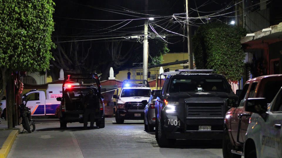 Security forces are seen at a scene where Celaya's mayor candidate for the ruling party Morena, Bertha Gisela Gaytan, was killed by unknown assailants during a campaign rally, in San Miguel Octopan, Guanajuato state, Mexico, April 1, 2024. - Juan Moreno/Reuters