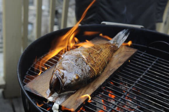 Cedar Plank Grilled Loup De Mer (Sea Bass)