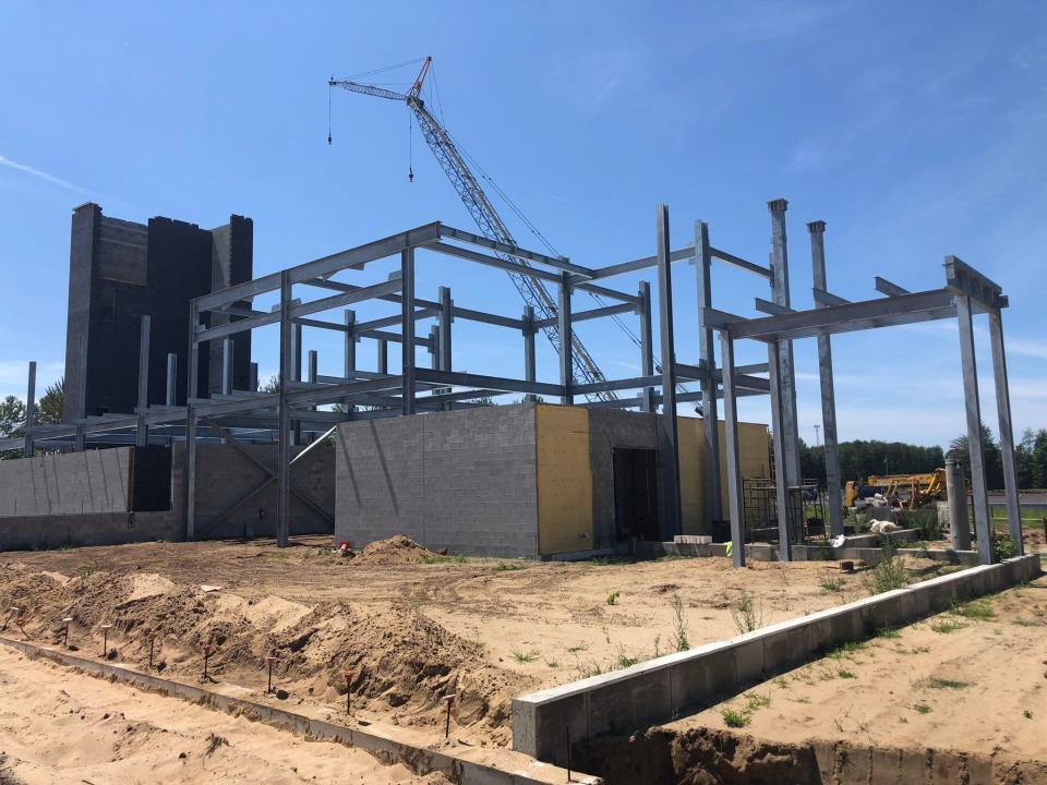 A photo of construction progress at the new West Ottawa athletics stadium taken during summer 2021.
