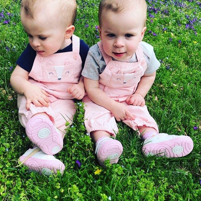 Ella, left, and Eve Oakley are 2-year-olds from Marysville, Pennsylvania, living with a difficult diagnosis: Retinoblastoma, a cancer of the eyes, discovered as Eve, just weeks old at the time, was being treated for a twisted bowel and a series of frightening close calls.