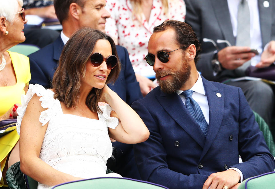 Pippa and James Middleton, the Duchess of Cambridge’s siblings, hit up Wimbledon Thursday. (Photo: Michael Steele/Getty Images)