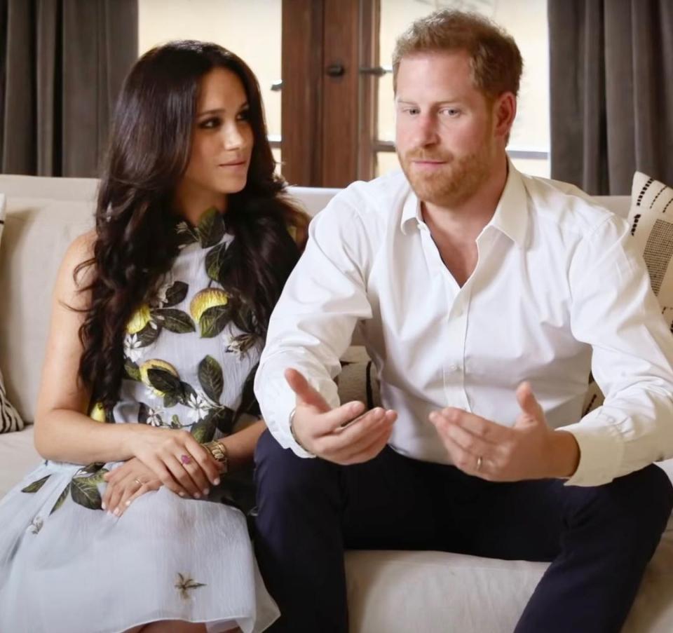 Meghan Markle and Prince Harry during Spotify Stream On appearance