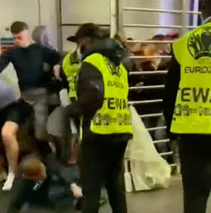 Fans barged past security in an attempt to get inside Wembley Stadium for the Euro 2020 final on Sunday.