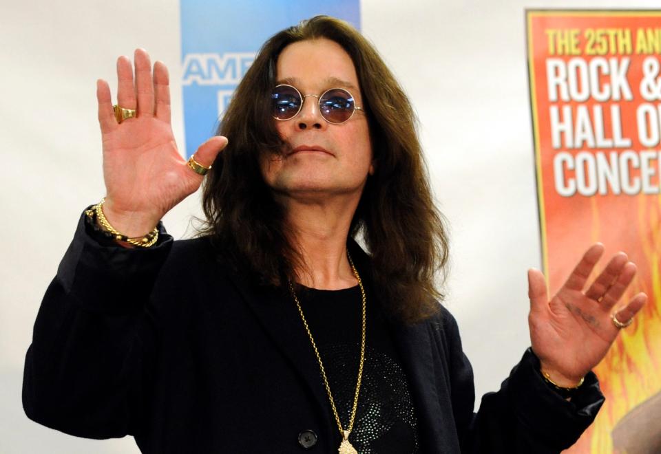 Ozzy Osbourne poses for photos in the press room after performing with Metallica at the 25th Anniversary Rock & Roll Hall of Fame concert at Madison Square Garden in New York in October 2009.