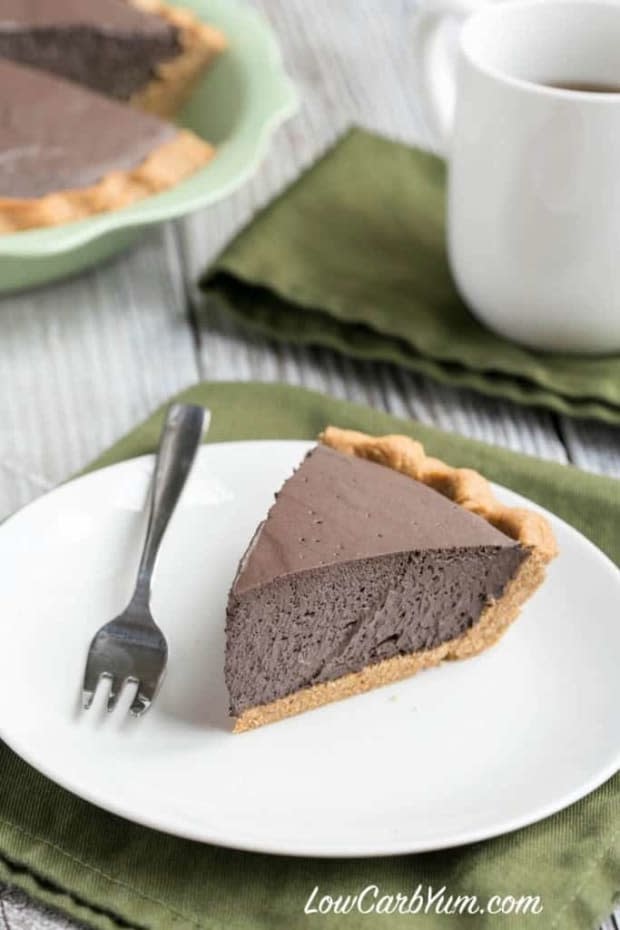 <p><a href="https://lowcarbyum.com/dark-chocolate-mousse-pie-with-peanut-flour-crust/" rel="nofollow noopener" target="_blank" data-ylk="slk:Low Carb Yum;elm:context_link;itc:0;sec:content-canvas" class="link ">Low Carb Yum</a></p>