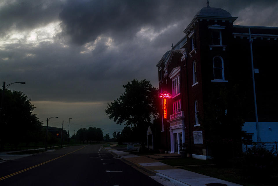 The Vernon African Methodist Episcopal Church, which was all but destroyed by fire during the 1921 Race Massacre, in Tulsa on July 12, 2020.<span class="copyright">Joseph Rushmore—The New York Times/Redux</span>