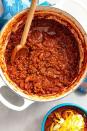 <p>This is a chilli recipe that you can make on a weeknight in under an hour. Lots of other recipes call for simmering for at least an hour, sometimes even more! The reality of that is tough, so we've perfected this chilli to be done in just 40 minutes.</p><p>Get the <a href="https://www.delish.com/uk/cooking/recipes/a28886316/best-homemade-chilli-recipe/" rel="nofollow noopener" target="_blank" data-ylk="slk:Chilli Con Carne;elm:context_link;itc:0;sec:content-canvas" class="link ">Chilli Con Carne</a> recipe.</p>