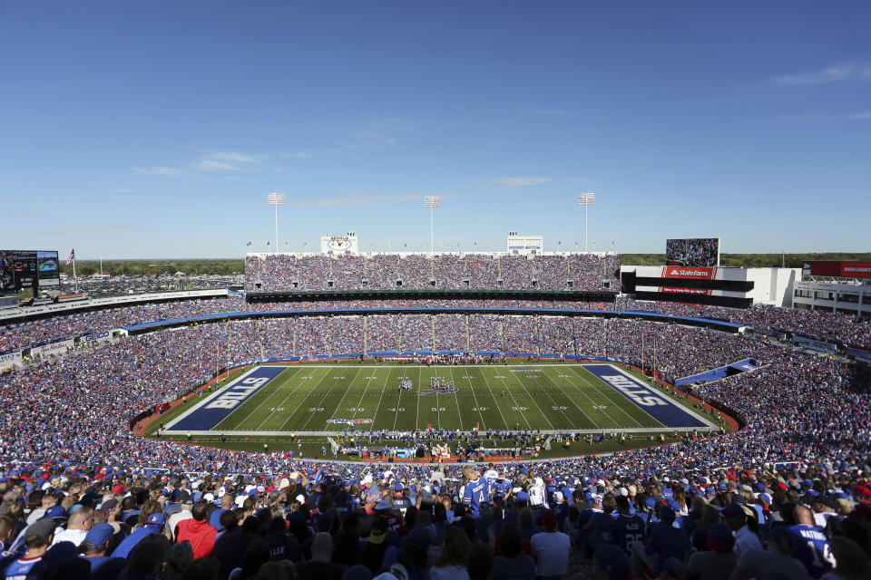 The Bills’ Twitter account wasn’t sure where exactly the team was going from New Era Field. (AP)