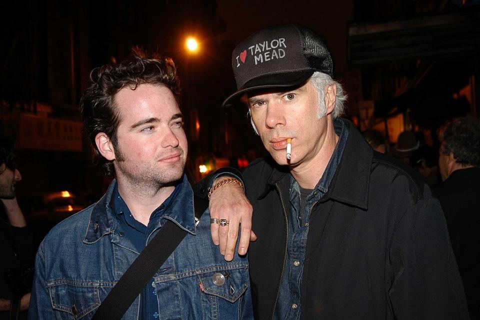 NEW YORK CITY, NY - APRIL 22: Carter Logan and Jim Jarmusch attend Crystal Moselle, William Kirkley, and Erik Laibe celebrate the premiere of Excavating Taylor Mead at Double Happiness - Palais Royale on April 22, 2005 in New York City. (Photo by Jonathan Grassi/Patrick McMullan via Getty Images)